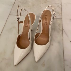 Schutz white pointy toe heels!